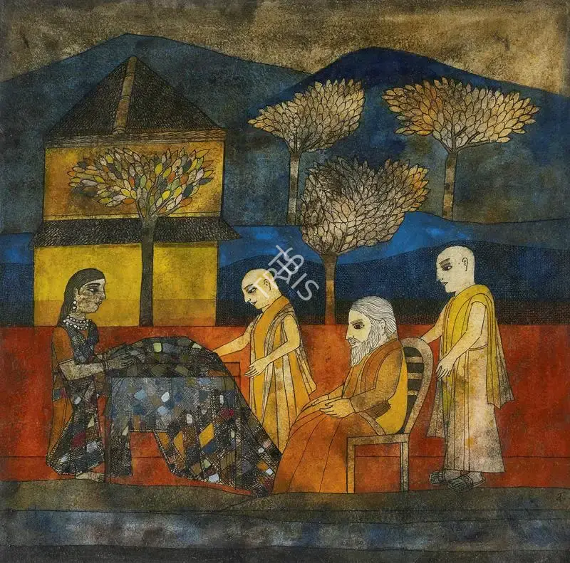 Badri Narayan (Artist), Maya Displaying Her Veil of Many Colours, 1991, Painting