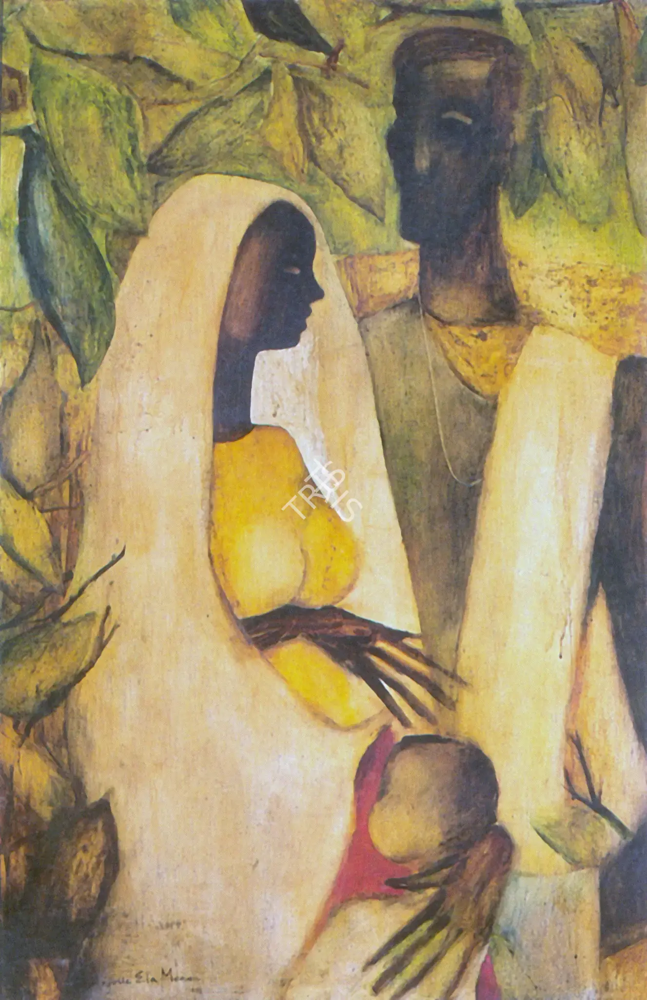 Anjolie Ela Menon (Artist), Family, 1974, Painting
