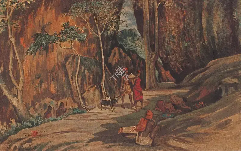 Ramendranath Chakravorty (Artist), Worshippers, 1941, Painting
