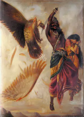 Raja Ravi Varma (Artist), Jataya Vadha, 1895, Painting