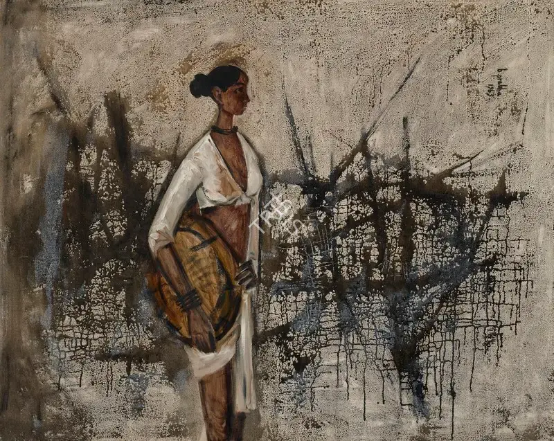 B. Prabha (Artist), Fisher Girl with Net, 1963, Painting