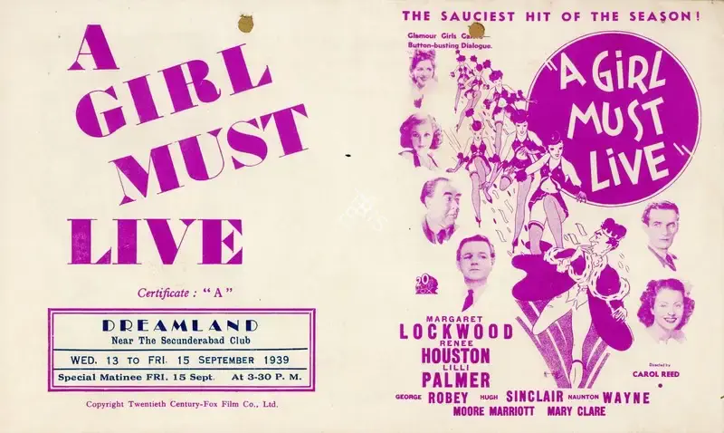 Carol Reed (Director), A Girl Must Live, 1939, Handbill