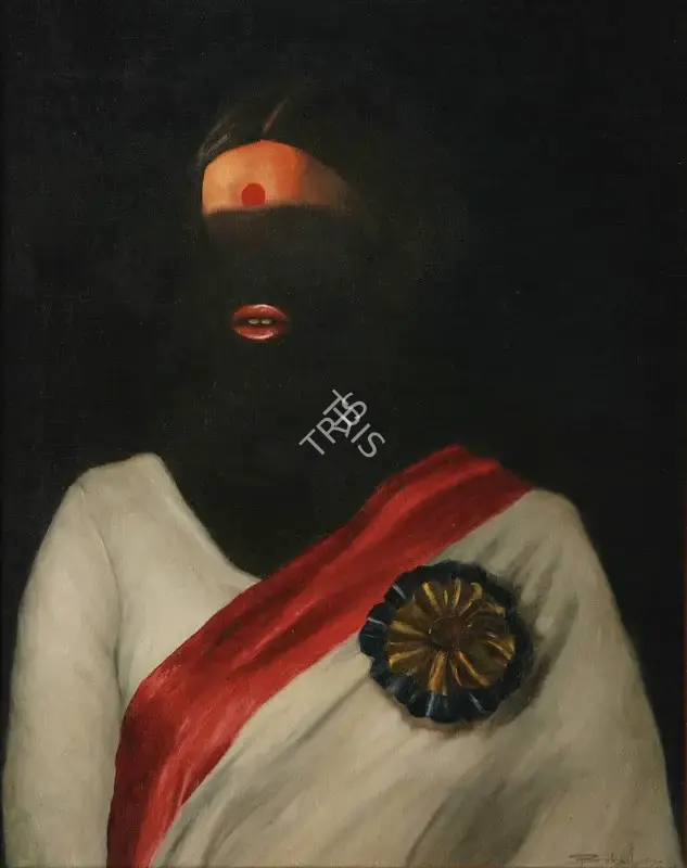 Bikash Bhattacharjee (Artist), Miss T. In A Social Gathering, 1978, Painting