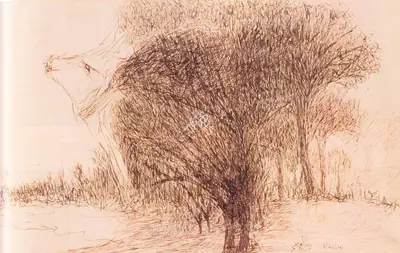 Rabindranath Tagore (Artist), Dumb Efforts And A Desperate Appeal To Emptiness, 1939, Drawing