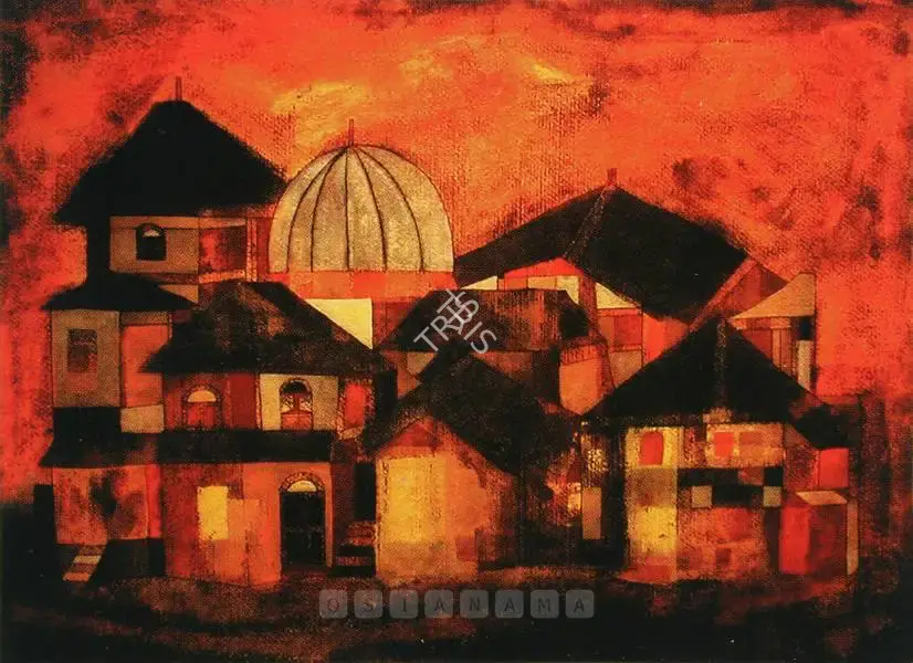 Badri Narayan (Artist), Old Houses, 1988, Painting