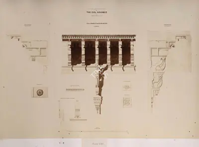 Unknown (Photographer), Plan and sections of the Gol Goomuz at Beejapoor, 1850, Antiquarian Photograph