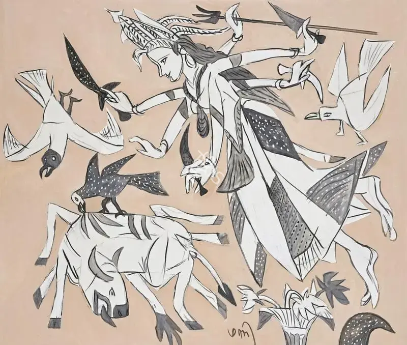 Subramanyan, K.G. (Artist). Facing The Beast (3), 2010 | Painting, AG.Onl/02.09.23, 2023 · Asta Guru