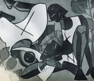 Biren De (Artist), Santhal Couple, Painting