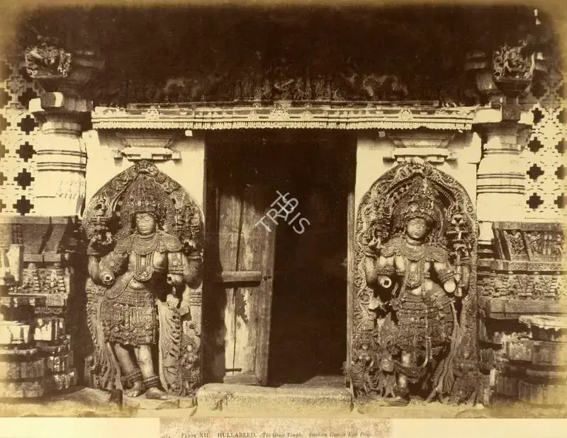 William Henry Pigou (Photographer), Hullabeed. The Great Temple. Southern Door in East Front, Antiquarian Photograph
