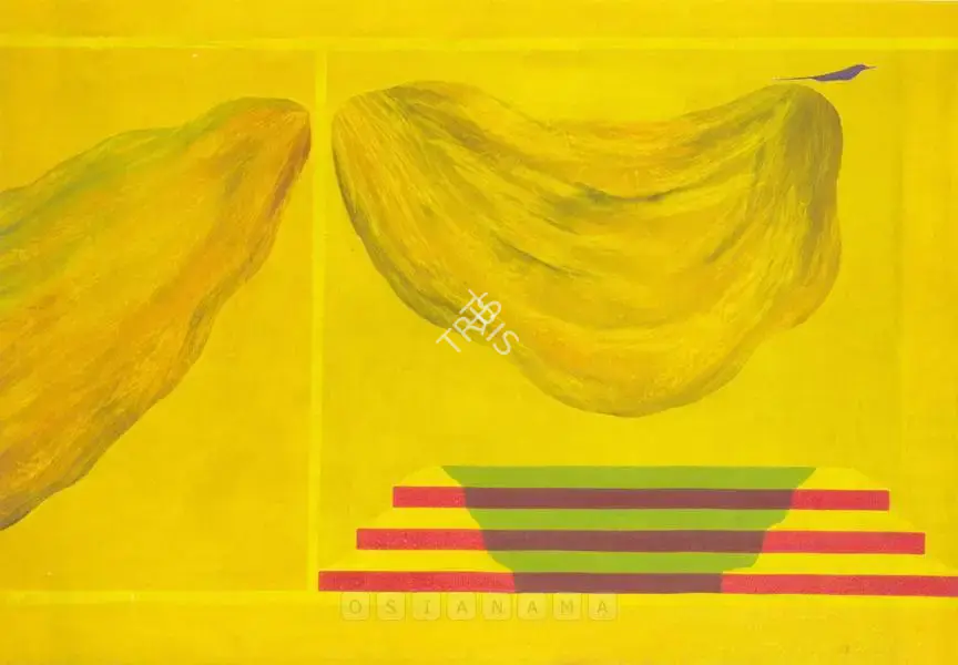 J. Swaminathan (Artist), Mountain, Tree And Bird Series, 1980, Painting