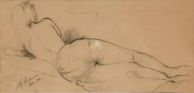 Atul Bose (Artist), Untitled (Reclining Figure), 1940, Painting