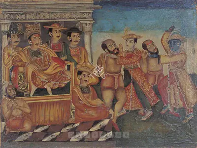 Anonymous (Artist), Murshidabad Court Scene, Prisoners Before The Nawab, 1921, Painting