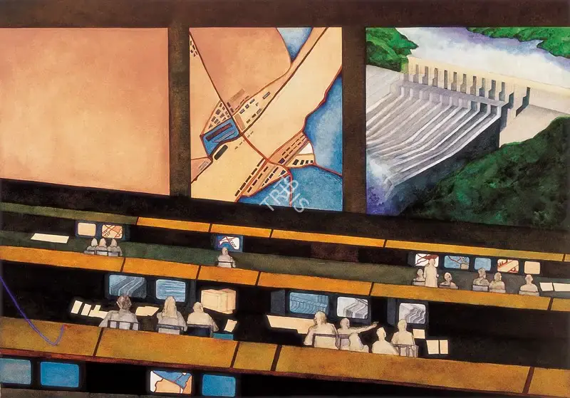 Anjana Mehra (Artist), At the Click of a Button We Can (From The Shelters & Borders Series), 2001, Painting