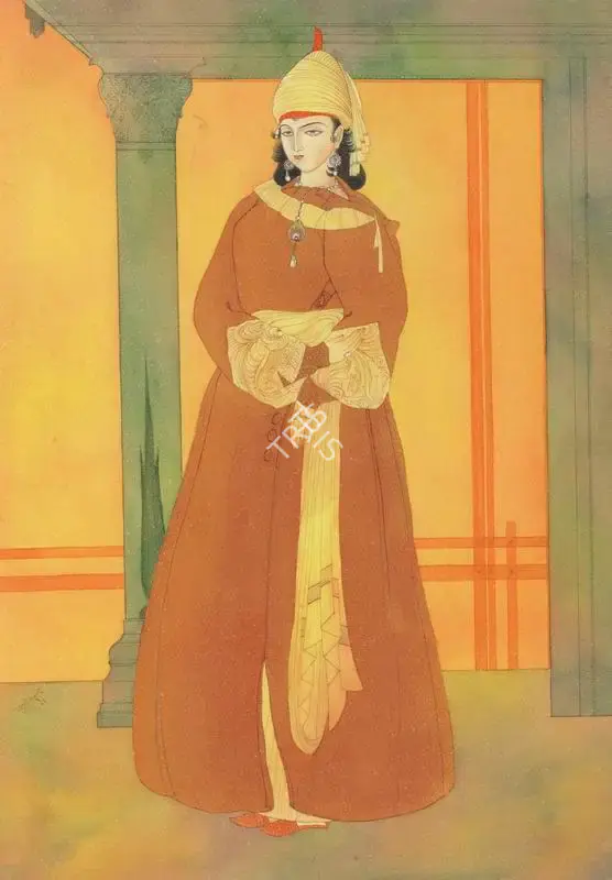 Chughtai, M.A.R. (Artist). Untitled (Standing Lady), n.d. | Painting, Ch.NeY/20.03.19, 2019 · Christie's