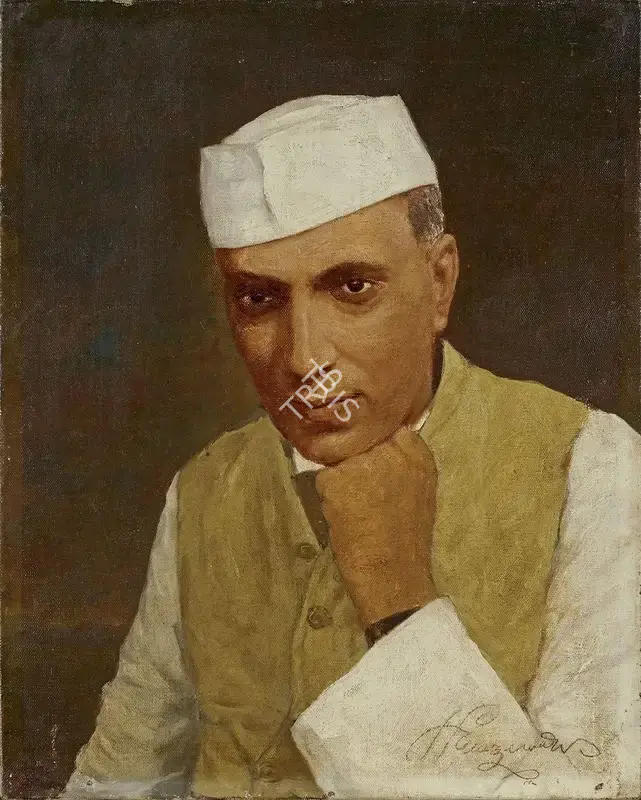 Mazumdar, Hemendranath (Artist). UNTITLED (Portrait Of Pandit Jawaharlal Nehru), c.1930 | Painting, AG.Onl/30.04.22, 2022 · Asta Guru