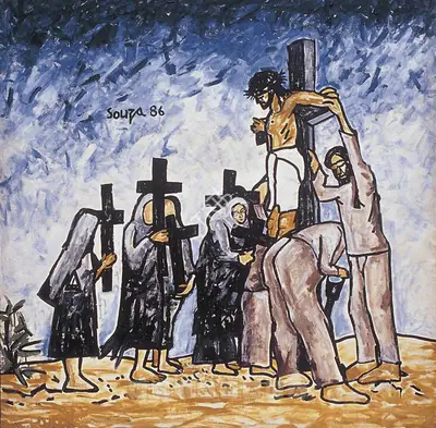 F.N. Souza (Artist), Crucifixion, 1986, Painting