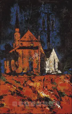 S.H. Raza (Artist), The Chapel, 1957, Painting