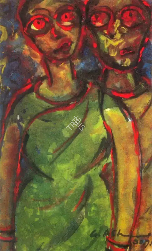 Gobardhan Ash (Artist), Two Women, Painting