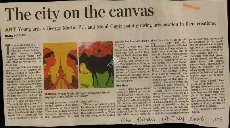 Rana Siddiqui (Reporter), The City on the Canvas, 2006, Newspaper Clipping