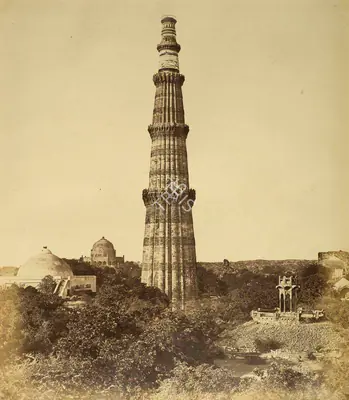 Felice Beato (Photographer), Pillar of Kootub, Delhi, 1858, Antiquarian Photograph