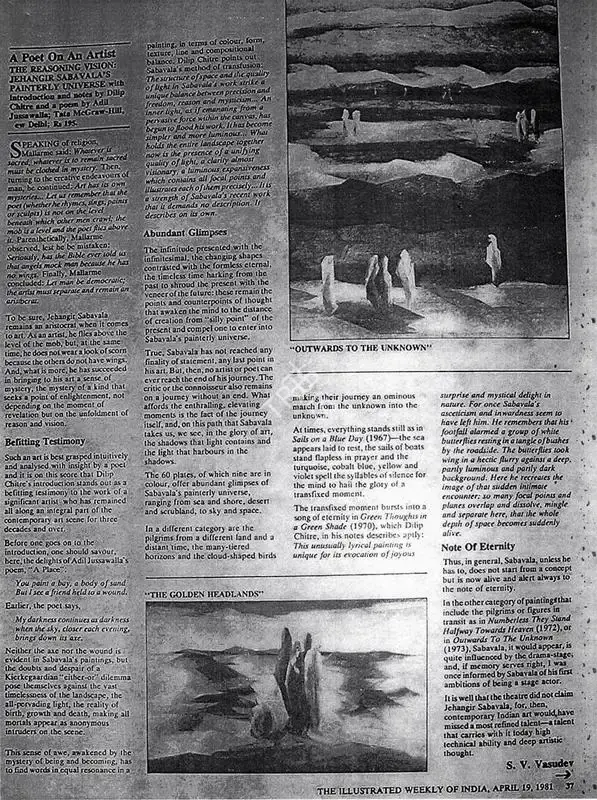 S.V. Vasudev (Writer), A Poet on an artist, 1981, Newspaper Clipping