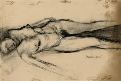 Akbar Padamsee (Artist), Reclining Nude, 1952, Drawing