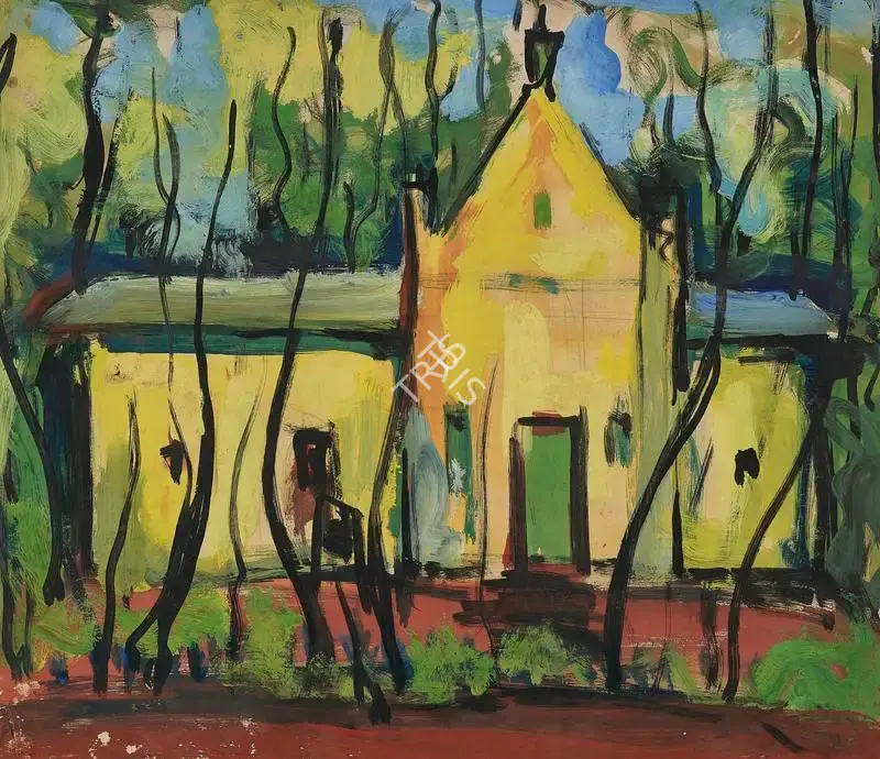 H.A. Gade (Artist), The Yellow Church, 1955, Painting