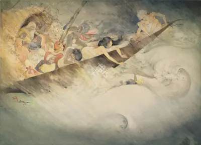 Sanat Chatterjee (Artist), Debotar Grash Means Devoured By The God (Based On R.N. Tagore's Poem), 1960, Painting