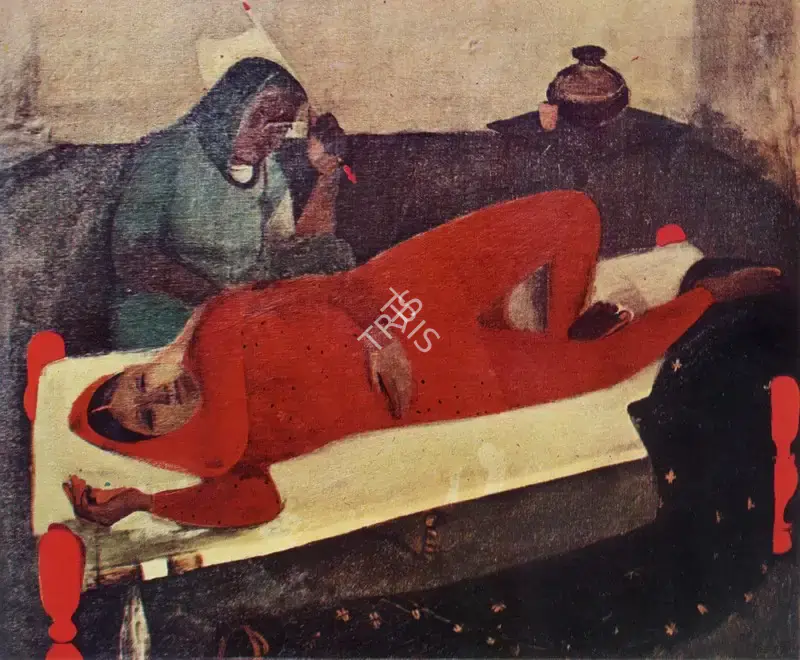 Amrita Sher-Gil (Artist), Woman Resting on Charpoy, 1940, Painting