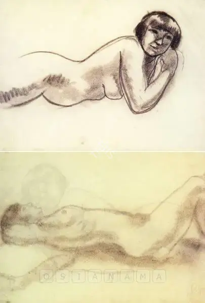 Amrita Sher-Gil (Artist), Nude, 1930, Drawing