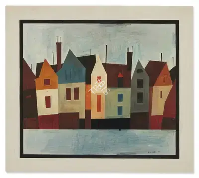 S.H. Raza (Artist), Tout Houses, 1952, Painting