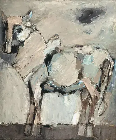 Tyeb Mehta (Artist), Young Bull, 1961, Painting