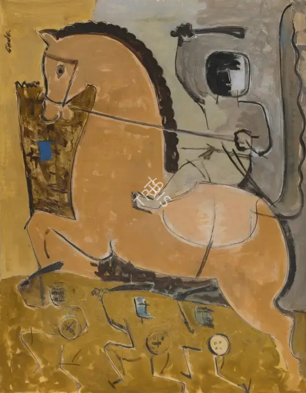 Gade, H.A. (Artist). Untitled (Horse and Rider), n.d. | Painting, Sa.Del/27.09.25, 2025 · Saffronart