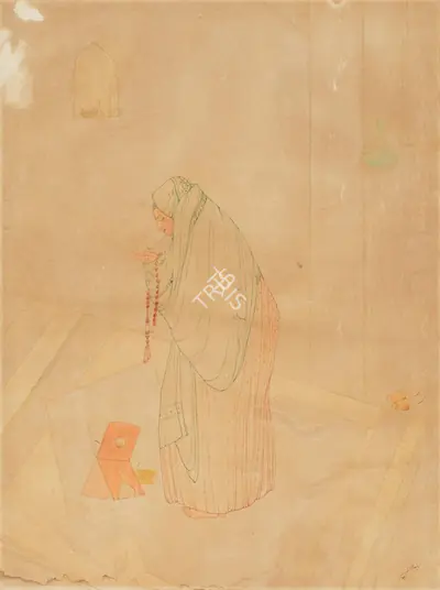 M.A.R. Chughtai (Artist), Untitled (Woman Praying), Painting