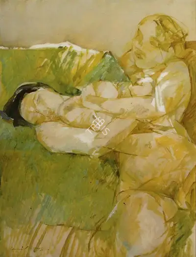 Jamil Naqsh (Artist), Two Women, Painting