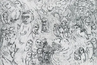 K.C.S. Paniker (Artist), Life of the Buddha, 1956, Painting