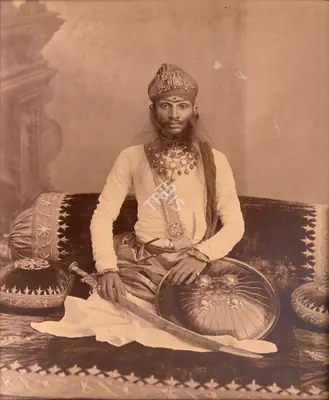 Ganpatrao Abajee Kale (Photographer), Raghubir Singh, Maharao of Bundi, Rajasthan, 1900, Antiquarian Photograph
