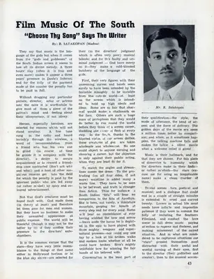 R. Satakopan (Essayist), Film Music of the South, 1942, Essay