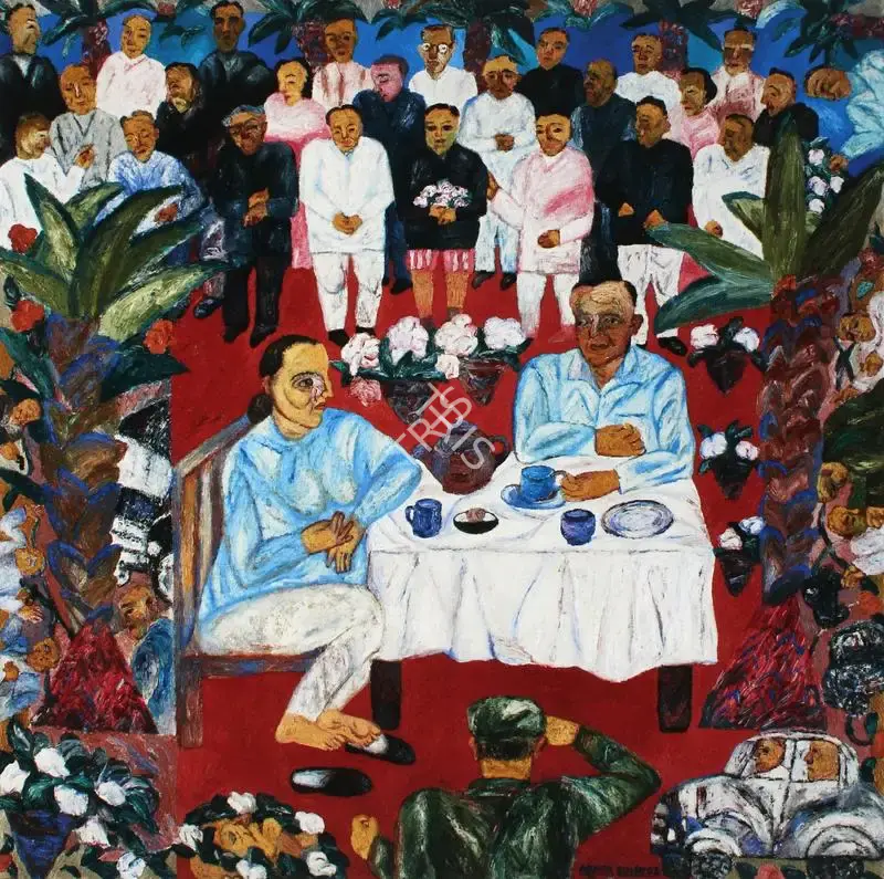 Arpita Singh (Artist), Couple Having Tea, 1992, Painting