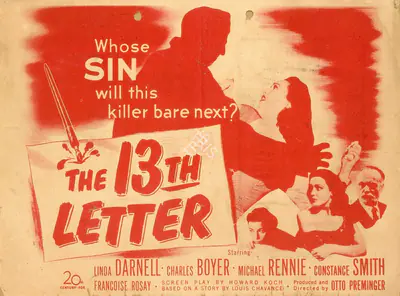 Otto Preminger (Producer), The 13th Letter, 1951, Handbill