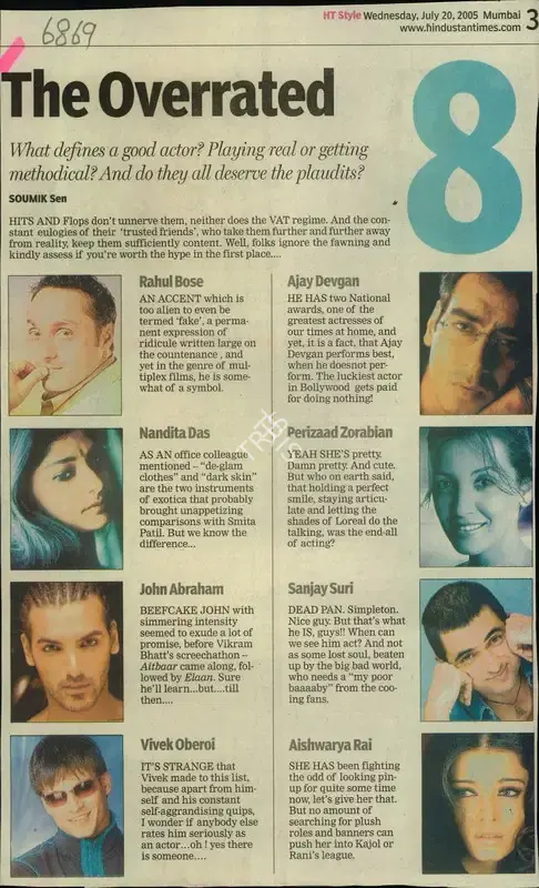 Soumik Sen (Reporter), The Overrated, 2005, Newspaper Clipping