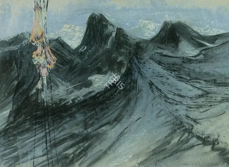 Gopal Ghose (Artist), Mountainscape, 1961, Painting