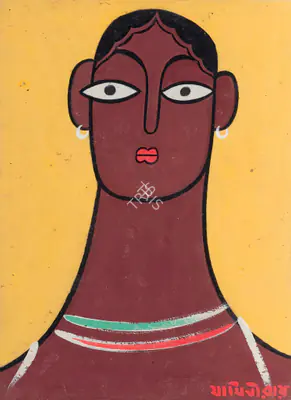 Jamini Roy (Artist), Untitled (Head of a Woman), 1916, Painting