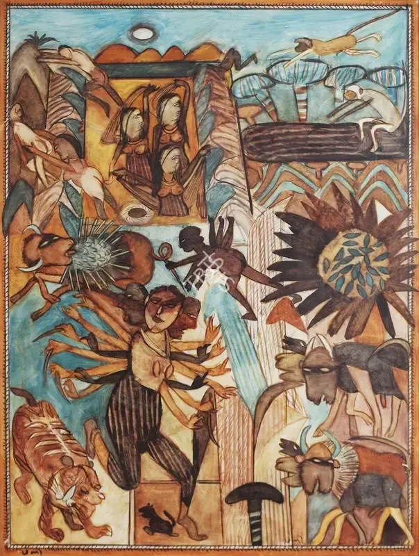 Subramanyan, K.G. (Artist). Pichvaii Bhauroopi, c.1989 | Painting, Os.Del/29.10.09, 2009 · Osian's