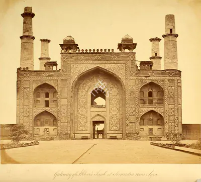 Felice Beato (Photographer), Gateway of Akbar's Tomb at Secundra near Agra, 1858, Antiquarian Photograph