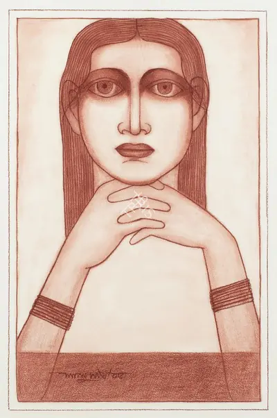 Lalu Prasad Shaw (Artist), Untitled (Woman), 2006, Drawing