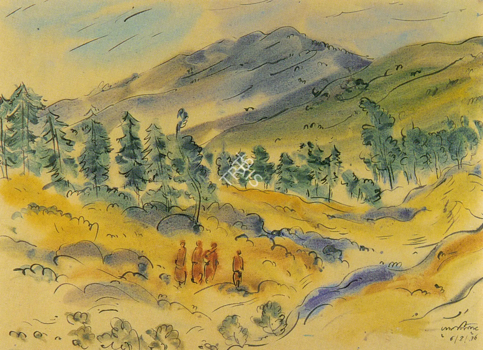 Ramkinkar Baij (Artist), Landscape, Painting