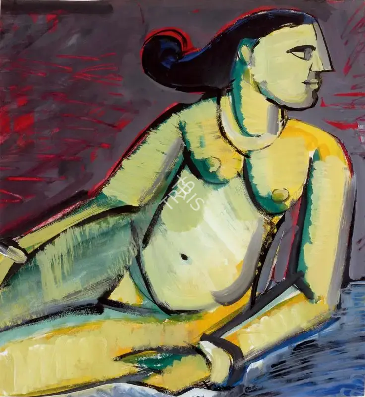 F.N. Souza (Artist), Seated Nude, 1950, Painting