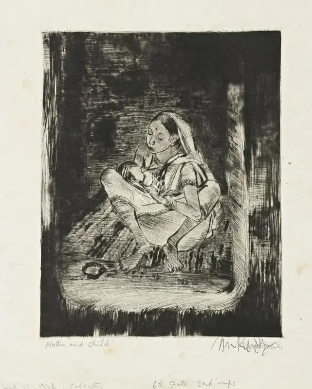 Mukul Dey (Artist), Mother and Child, 1938, Painting