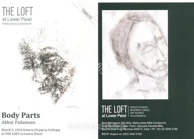 Akbar Padamsee (Artist), Body Parts, 2010, Solo Exhibition Invitation
